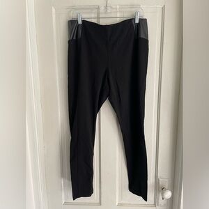 Catherine Malandrino Black Stretch Pants Faux Leather Detail